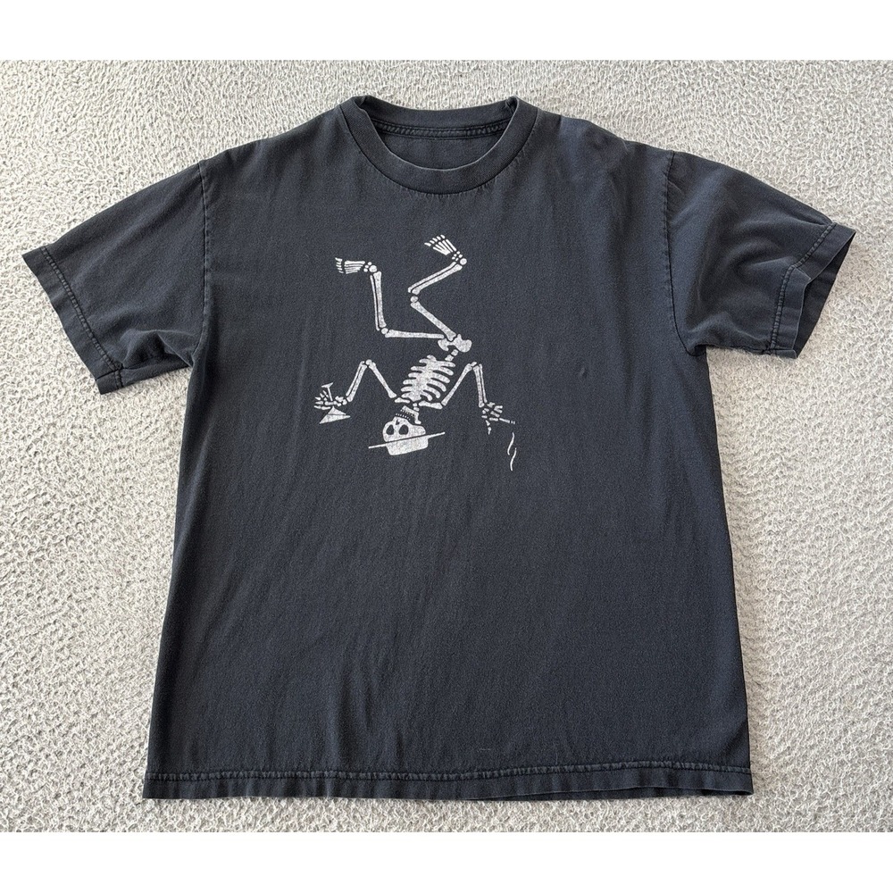 Vintage Social Distortion Skeleton T Shirt Mens L Black Upside Down Skelly Y2K
